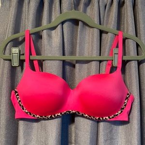 VS Neon Pink Bra w/ Leopard Detail